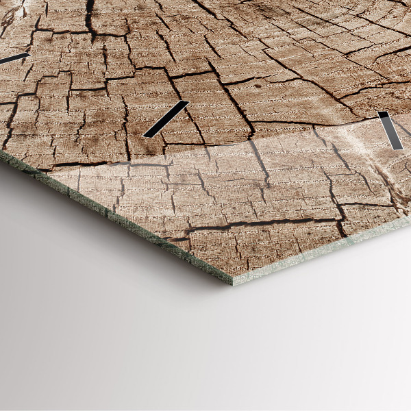 Square wall clock Old wood stump