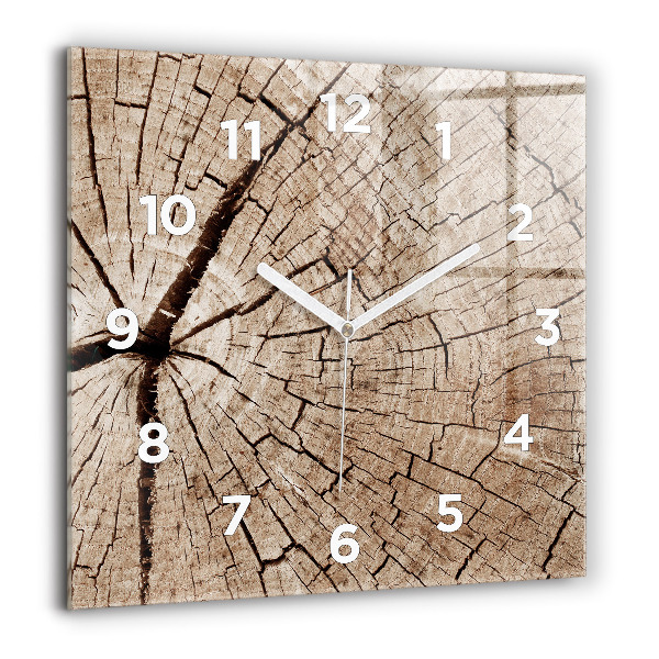 Square wall clock Old wood stump