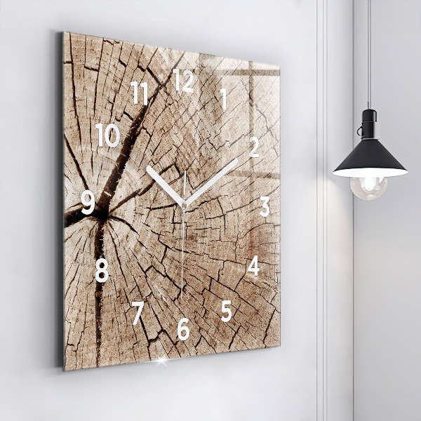 Square wall clock Old wood stump