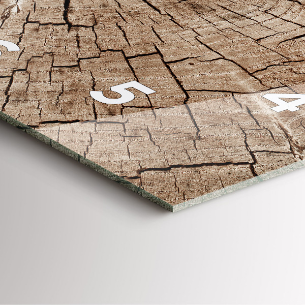 Square wall clock Old wood stump