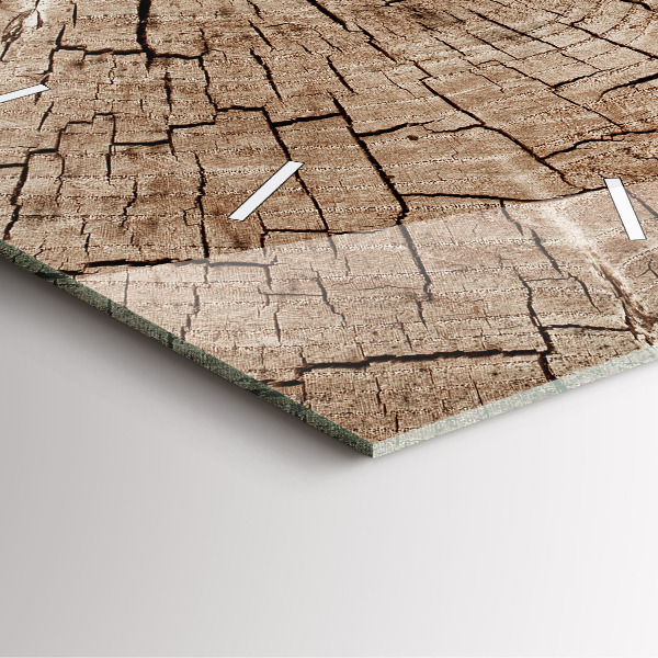 Square wall clock Old wood stump