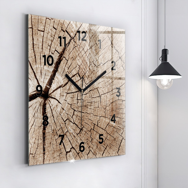 Square wall clock Old wood stump