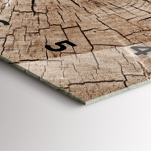 Square wall clock Old wood stump