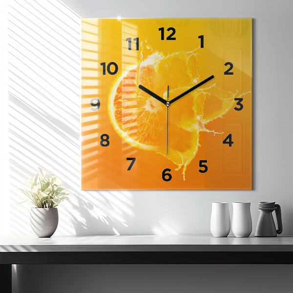 Square wall clock Orange