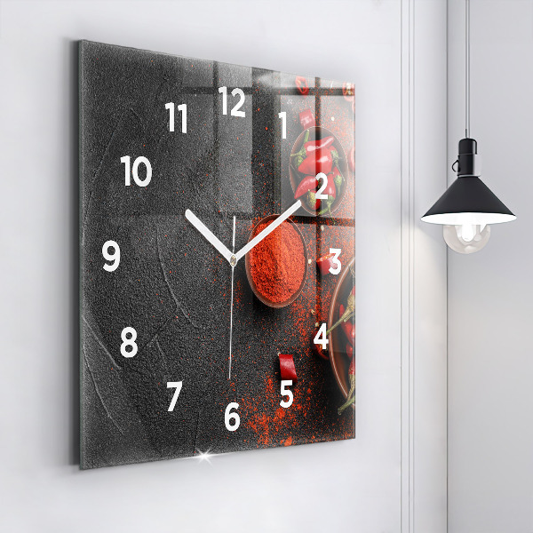Square wall clock Red peppers