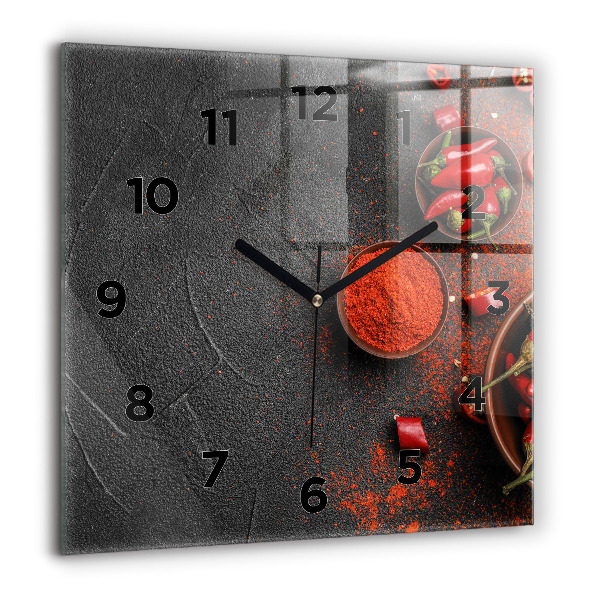 Square wall clock Red peppers