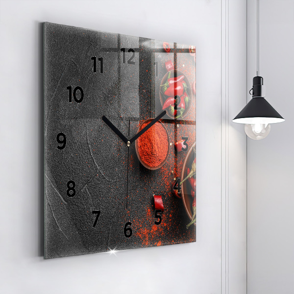 Square wall clock Red peppers