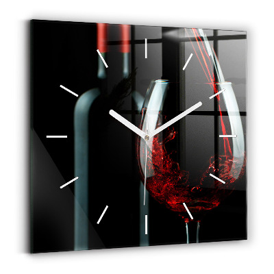 Square wall clock A bottle of wine