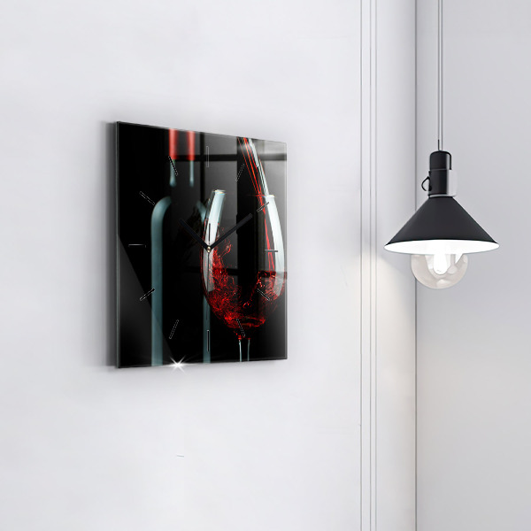Square wall clock A bottle of wine