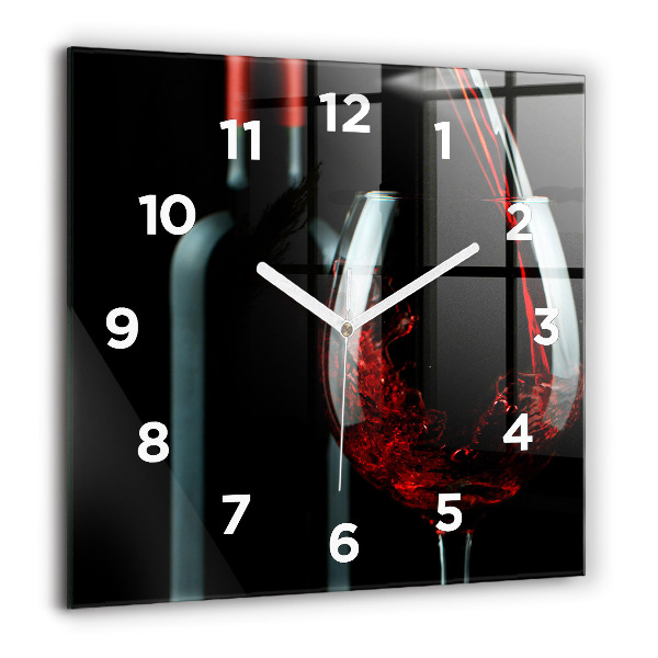 Square wall clock A bottle of wine