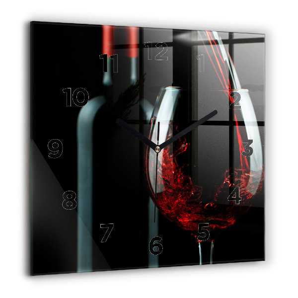 Square wall clock A bottle of wine