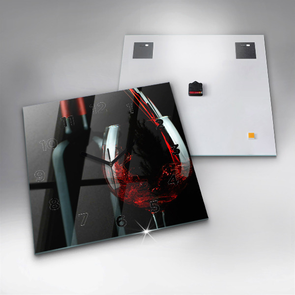 Square wall clock A bottle of wine
