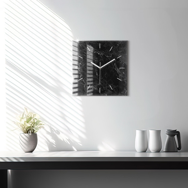 Square wall clock Dark marble
