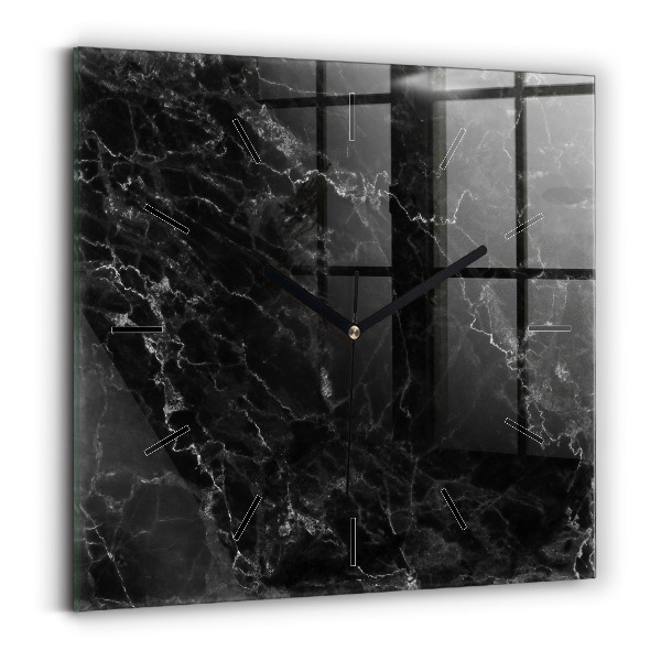 Square wall clock Dark marble