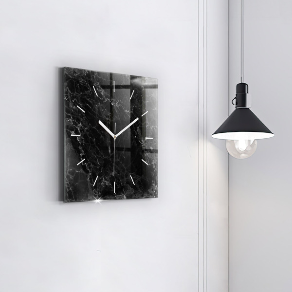 Square wall clock Dark marble