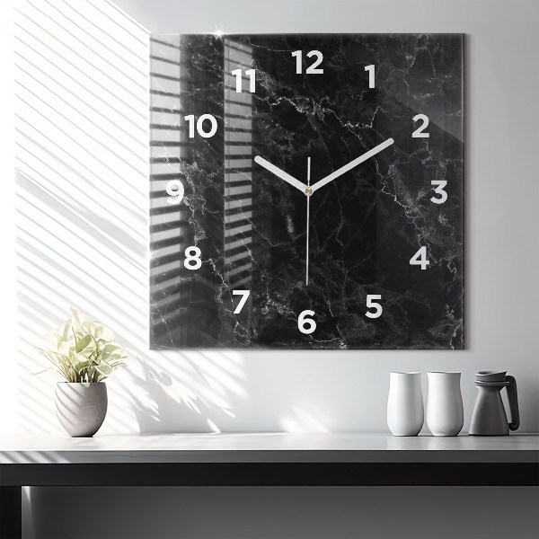 Square wall clock Dark marble