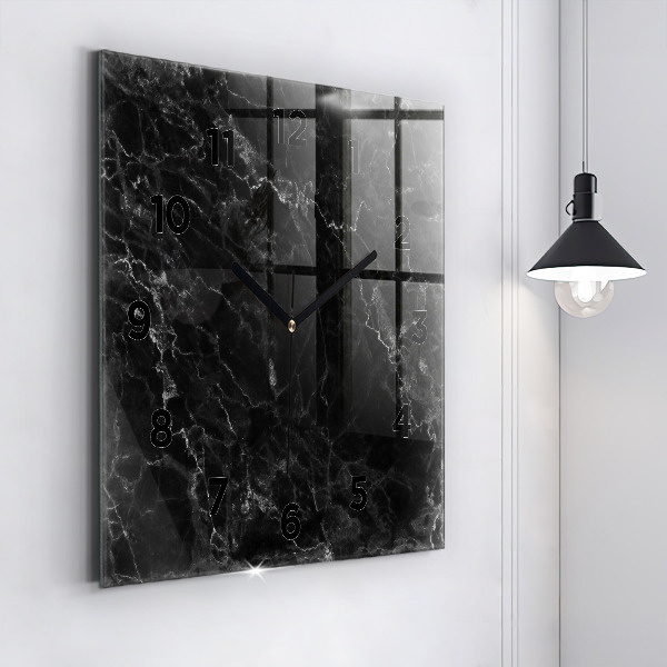 Square wall clock Dark marble