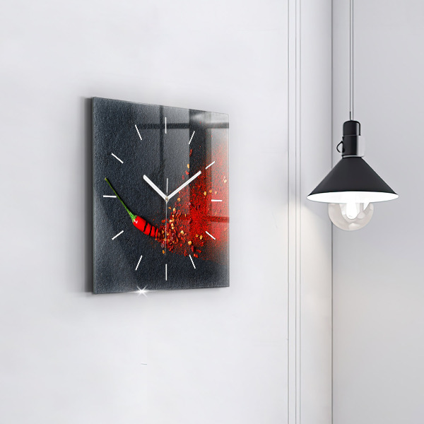 Square wall clock Red pepper seasoning