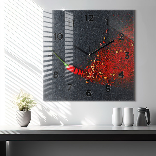 Square wall clock Red pepper seasoning