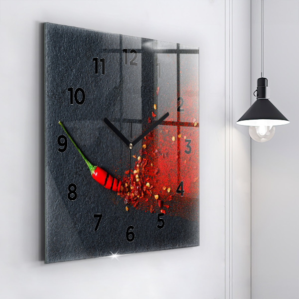 Square wall clock Red pepper seasoning