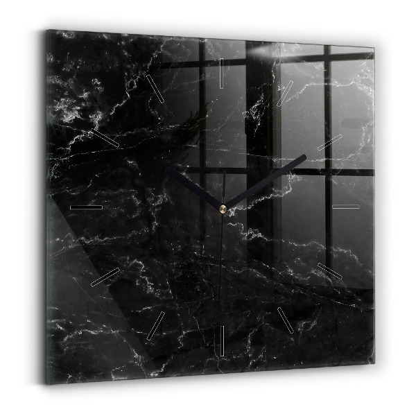 Square wall clock Black marble