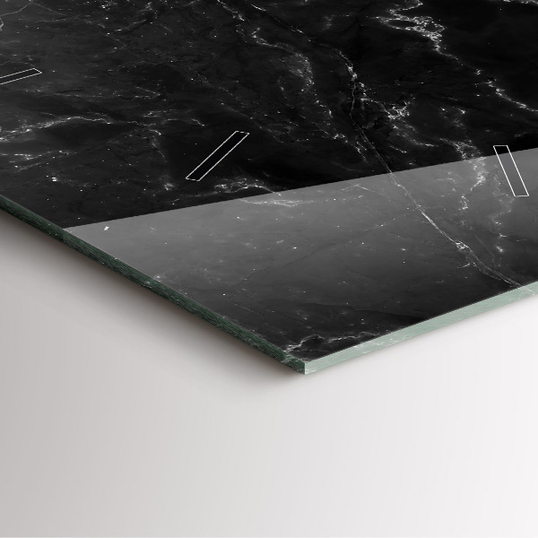 Square wall clock Black marble