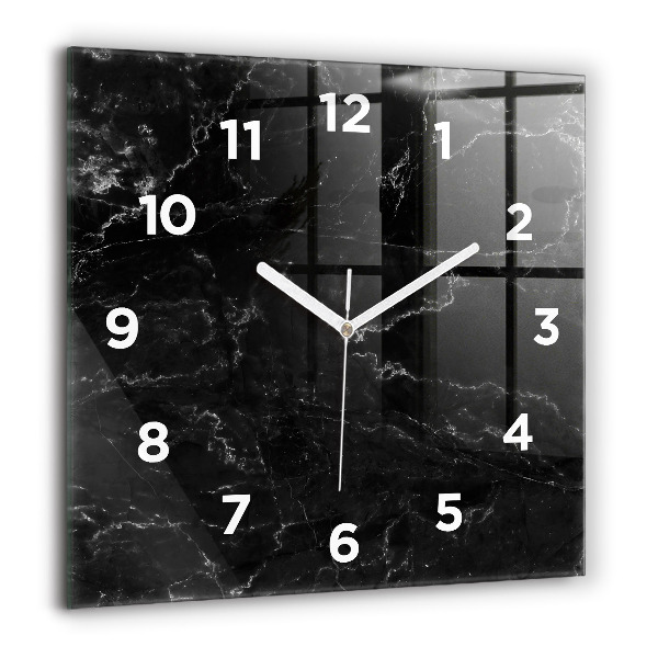 Square wall clock Black marble