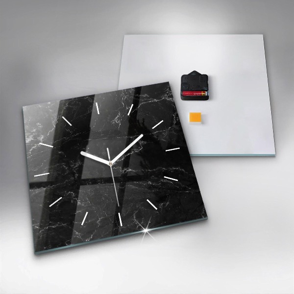 Square wall clock Black marble