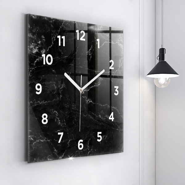 Square wall clock Black marble