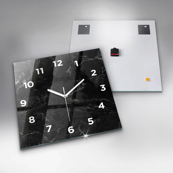Square wall clock Black marble