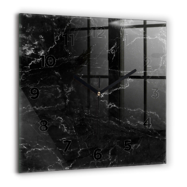 Square wall clock Black marble