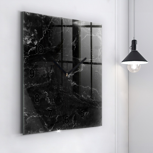 Square wall clock Black marble