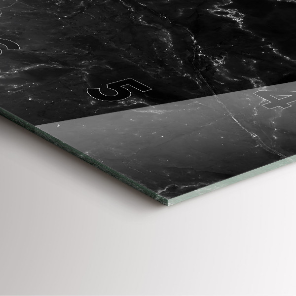 Square wall clock Black marble