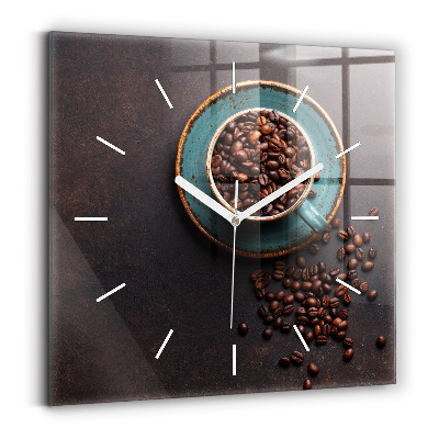 Square wall clock A cup of coffee