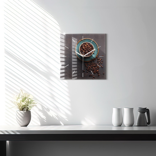 Square wall clock A cup of coffee