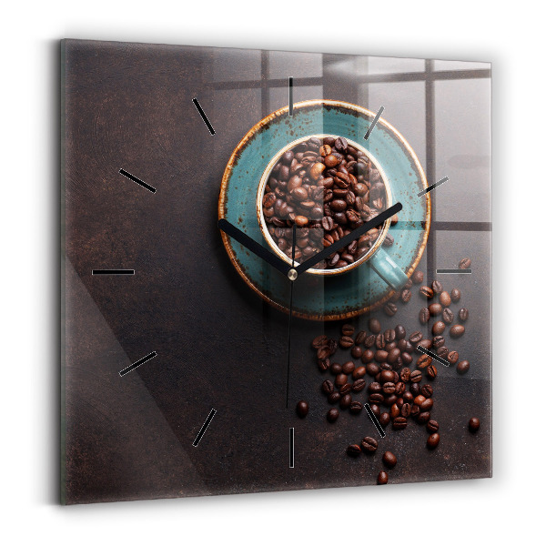 Square wall clock A cup of coffee