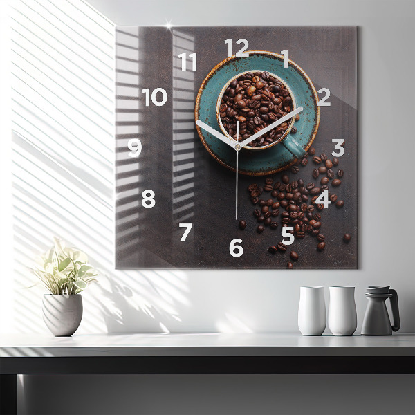 Square wall clock A cup of coffee