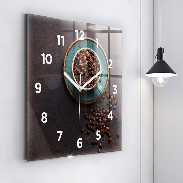 Square wall clock A cup of coffee
