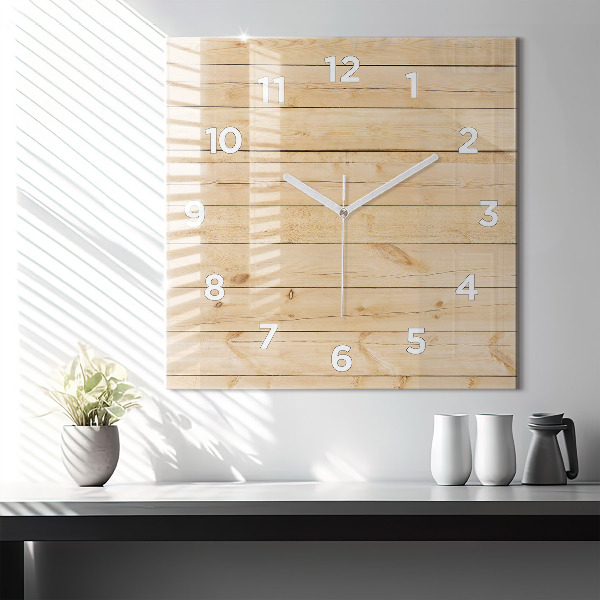 Square wall clock Wooden boards