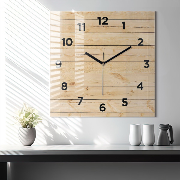 Square wall clock Wooden boards