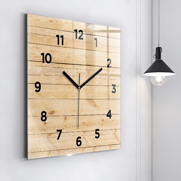 Square wall clock Wooden boards