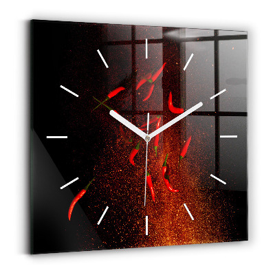 Square wall clock Chili peppers