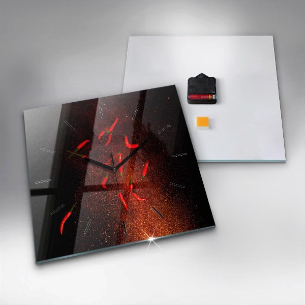 Square wall clock Chili peppers