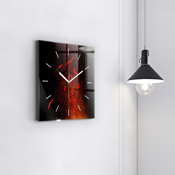 Square wall clock Chili peppers