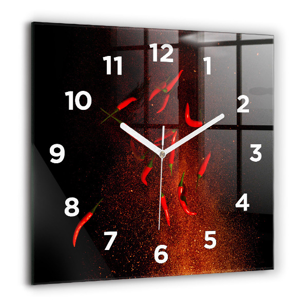Square wall clock Chili peppers