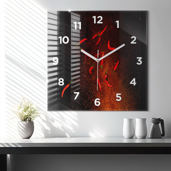 Square wall clock Chili peppers