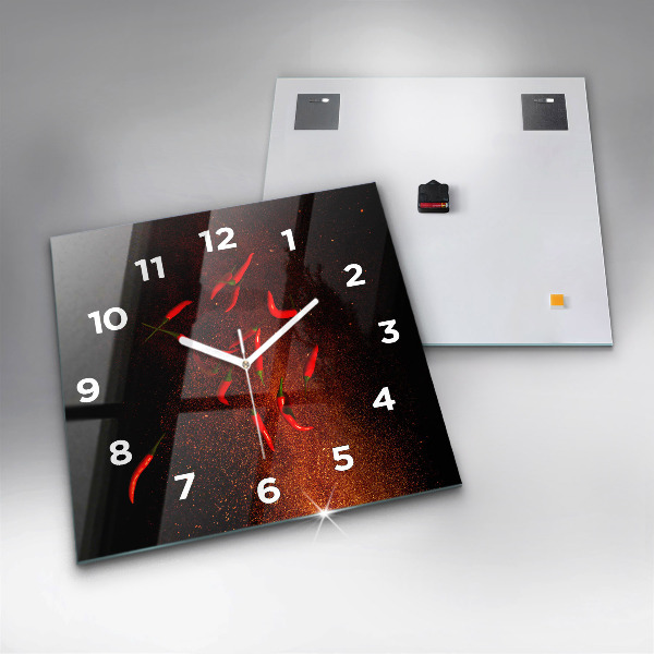 Square wall clock Chili peppers