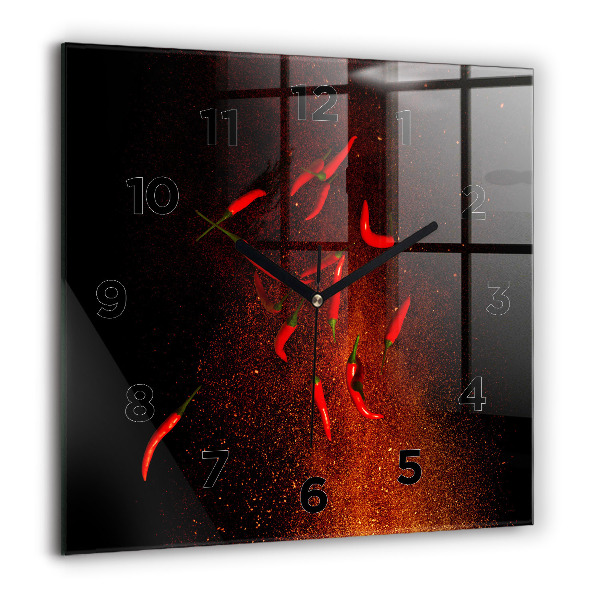 Square wall clock Chili peppers