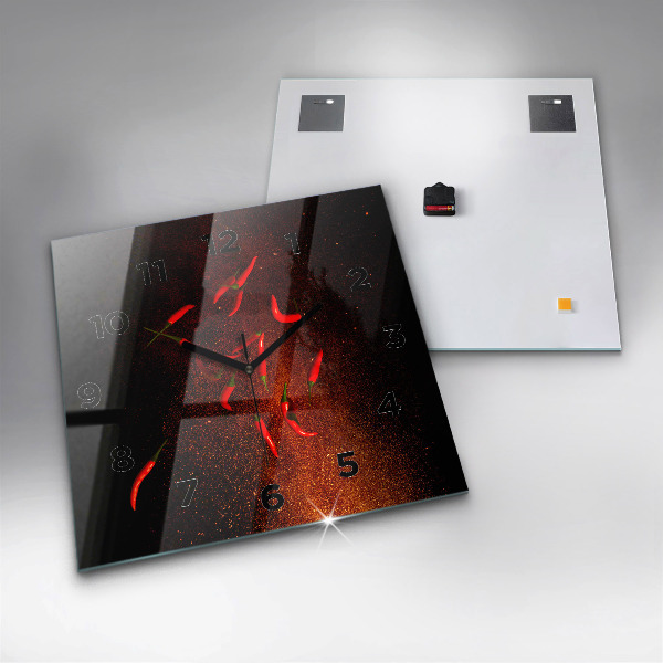 Square wall clock Chili peppers