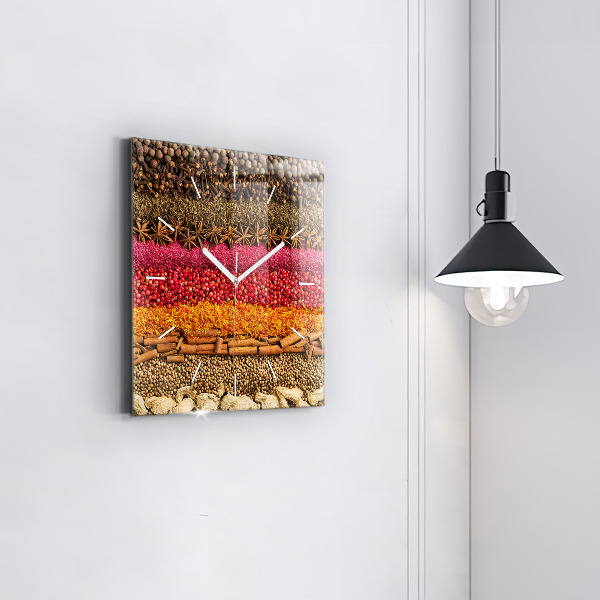 Square wall clock Rows of spices